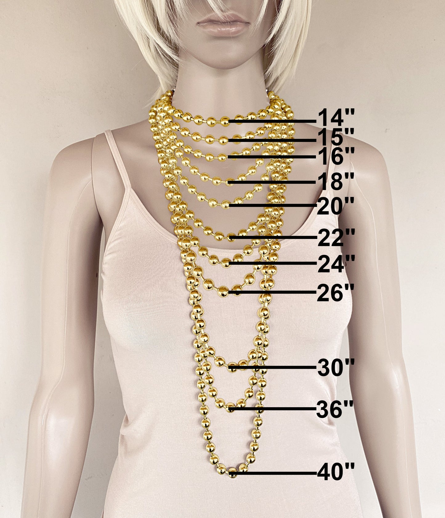 9.5mm Extra Large Gold Brass Ball Chain Necklace
