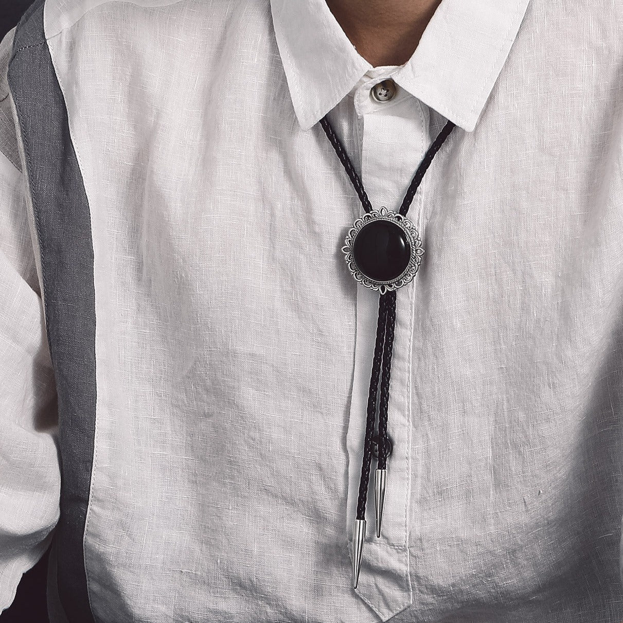 Western Wedding Black Onyx Bolo Ties for