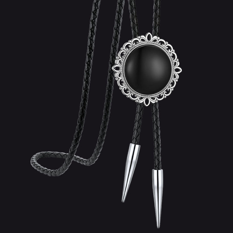 Western Wedding Black Onyx Bolo Ties for