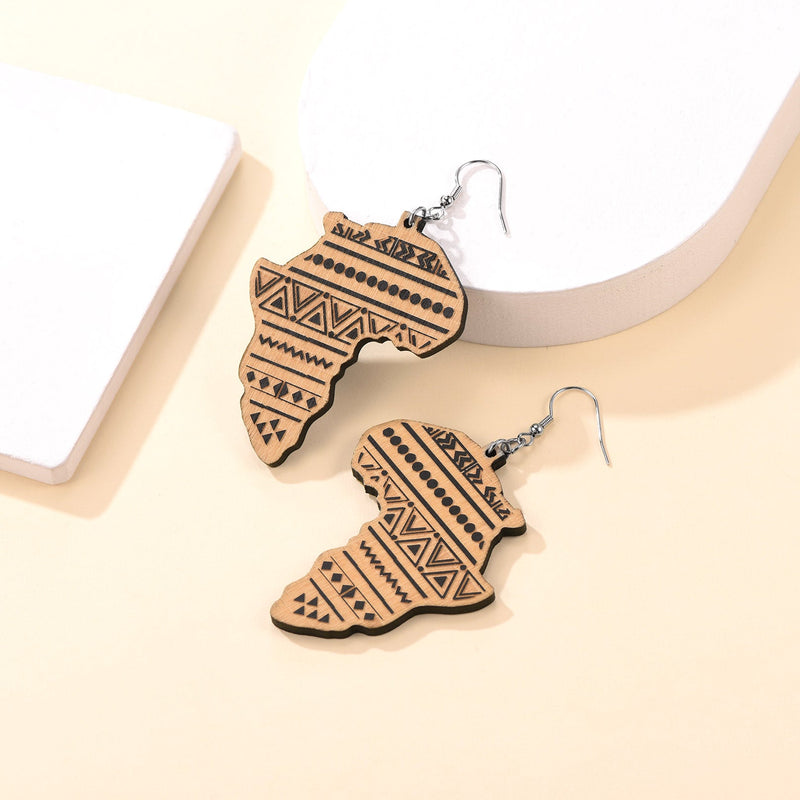 Faithheart African Map Drop Dangle Earrings for