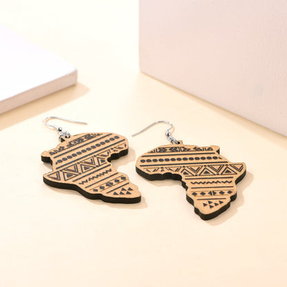 Faithheart African Map Drop Dangle Earrings for