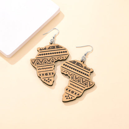 Faithheart African Map Drop Dangle Earrings for