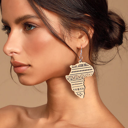 Faithheart African Map Drop Dangle Earrings for