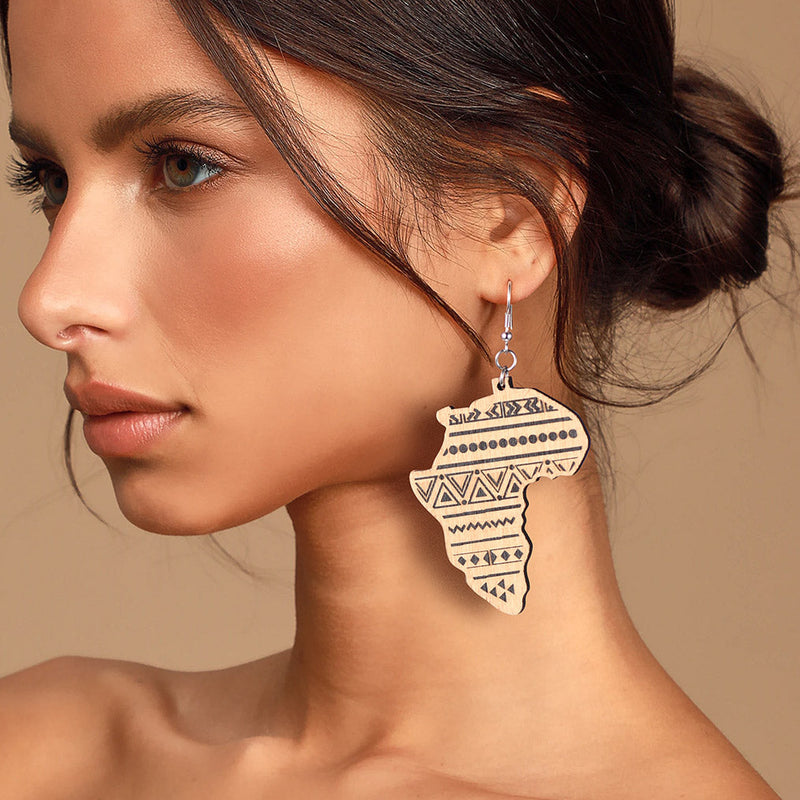 Faithheart African Map Drop Dangle Earrings for