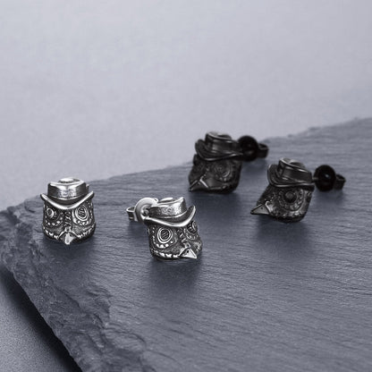 Gothic Plague Doctor Steampunk Stud Earrings