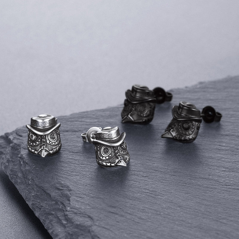 Gothic Plague Doctor Steampunk Stud Earrings