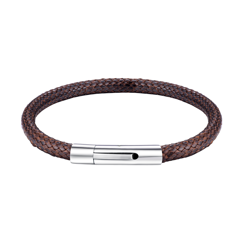 Clasp Braided Genuine Leather Bracelet for