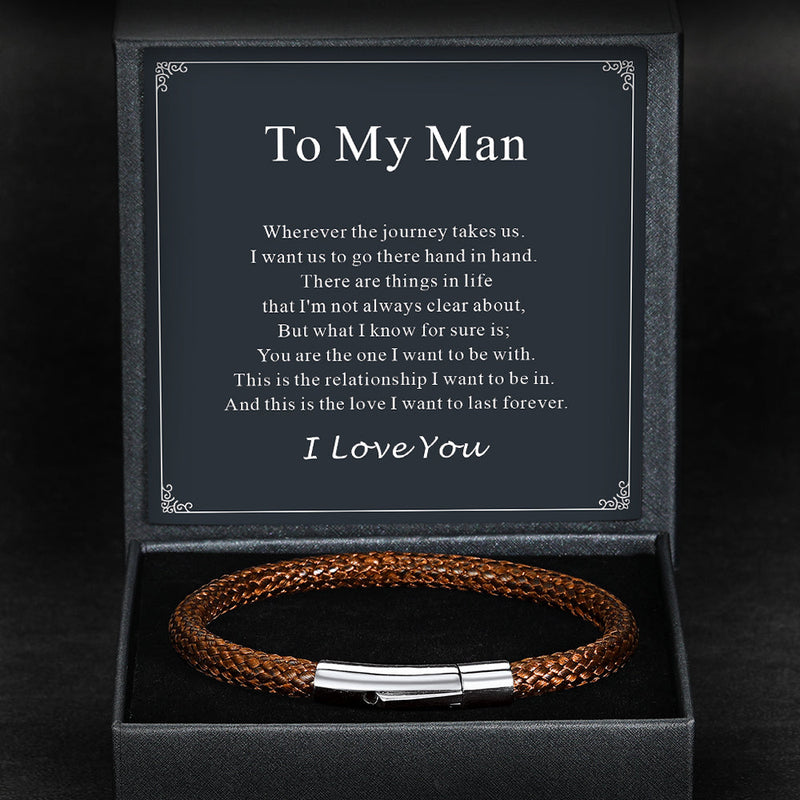 Clasp Braided Genuine Leather Bracelet Birthday Gift for