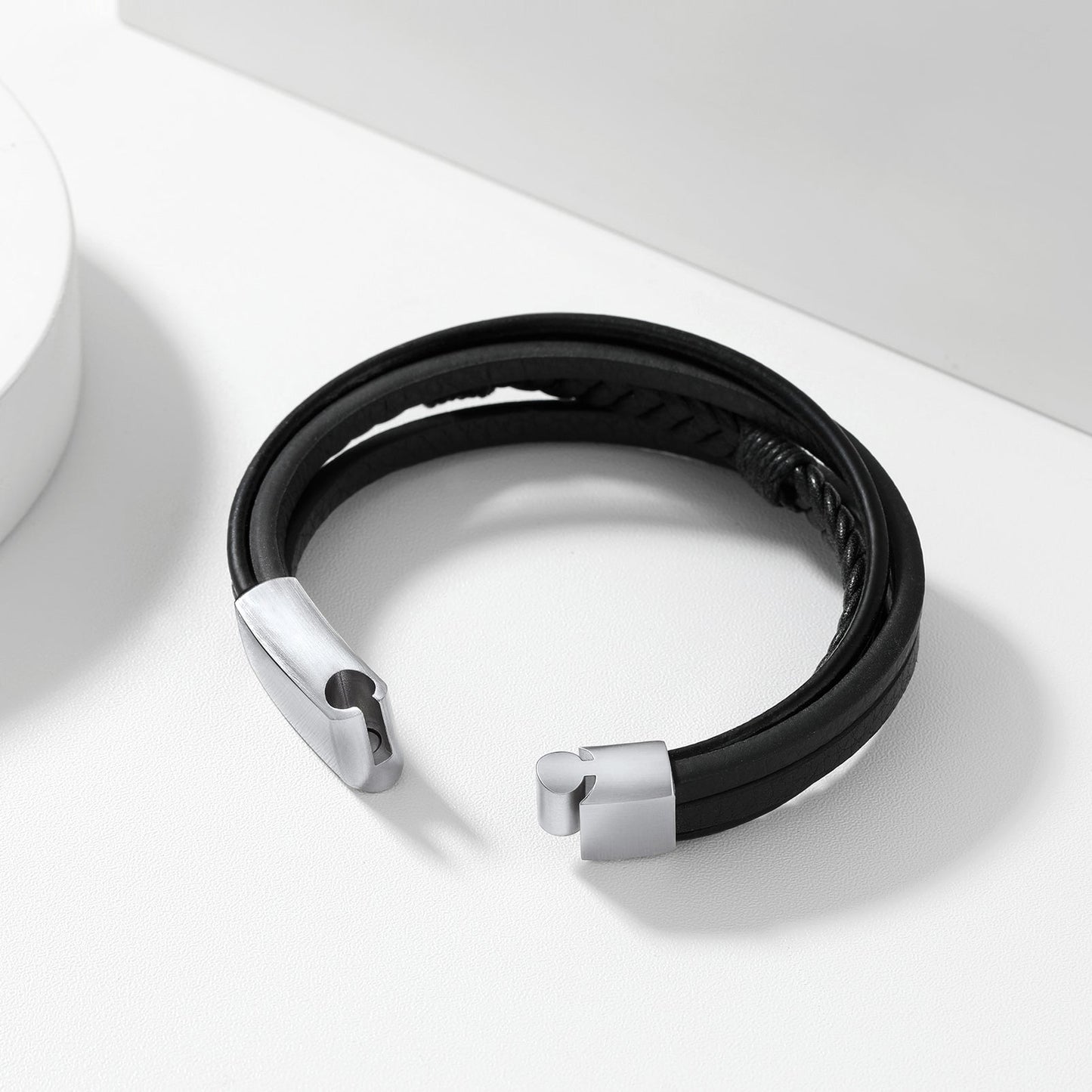 Feather Multi Layer Braided Leather Bracelet Gift for Son