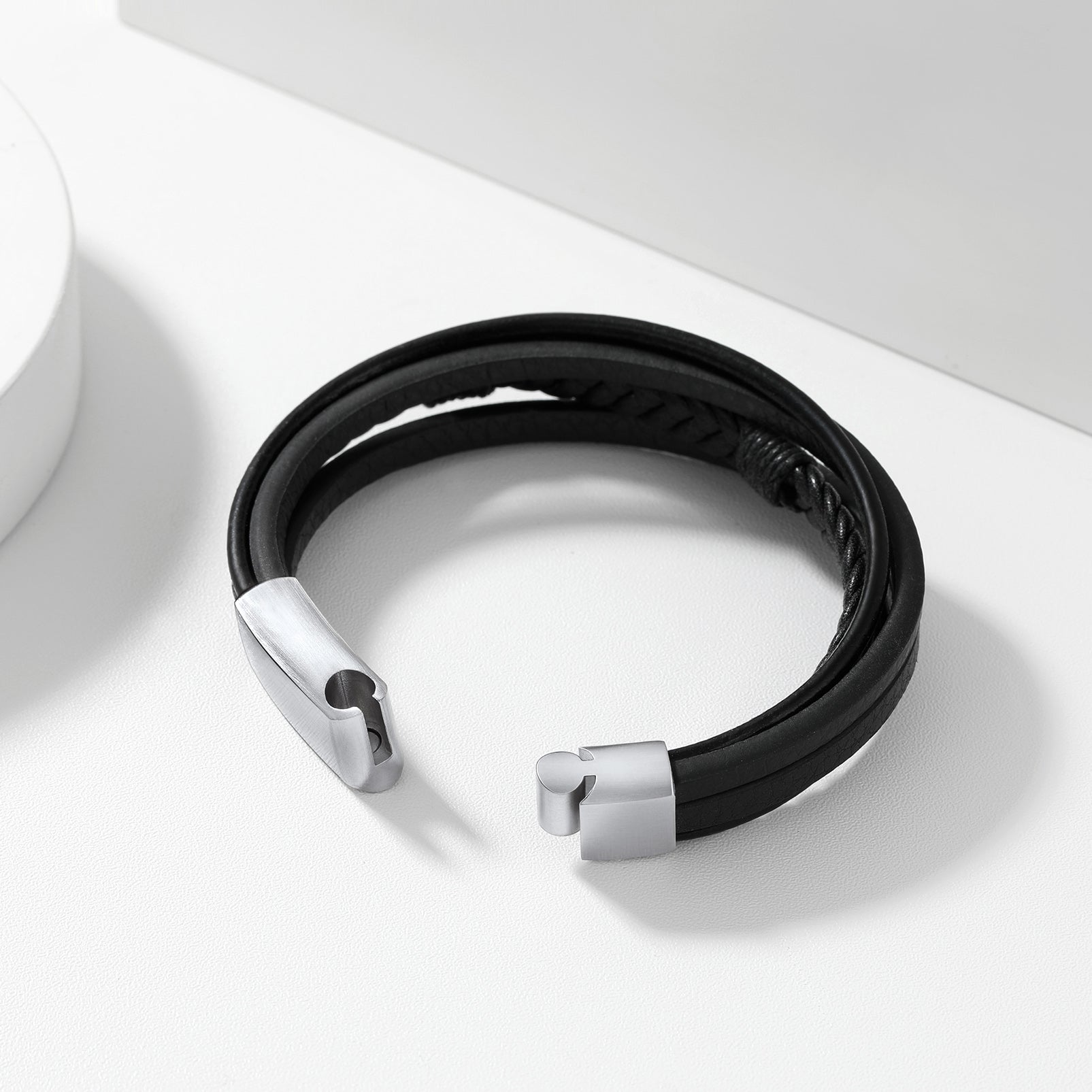 Feather Multi Layer Braided Leather Bracelet Gift for Son