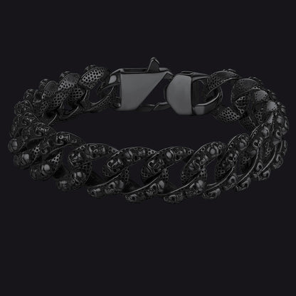 Chunky Heavy Skull Cuban Link Chain Bracelet for , 16mm Width