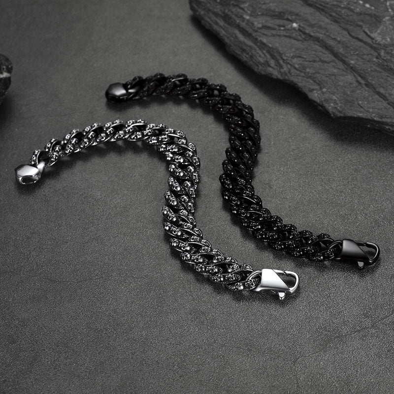 Chunky Heavy Skull Cuban Link Chain Bracelet for , 16mm Width