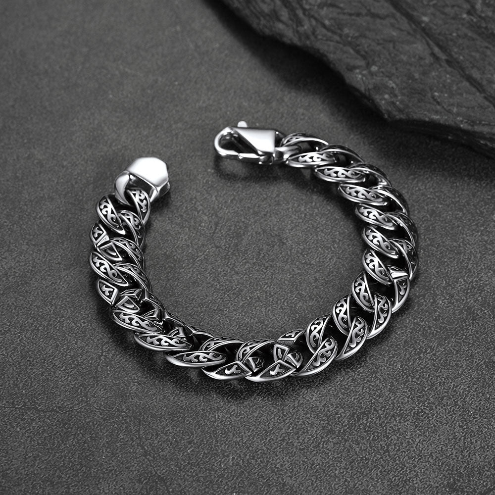 Stainless Steel Celtic Chunky Cuban Link Chain Bracelet for