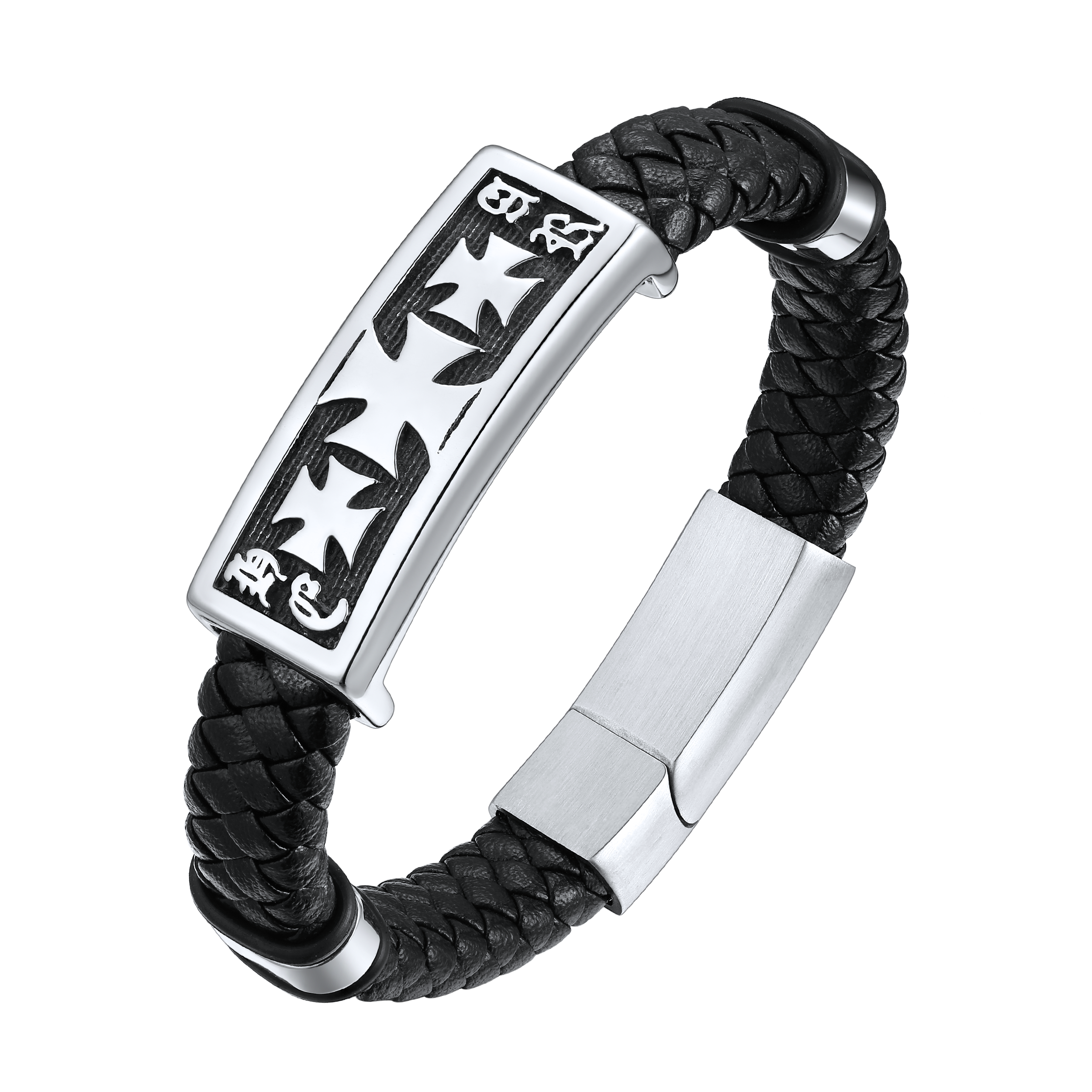 Christian Knights Templar Cross Leather Bracelet for
