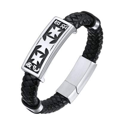 Christian Knights Templar Cross Leather Bracelet for