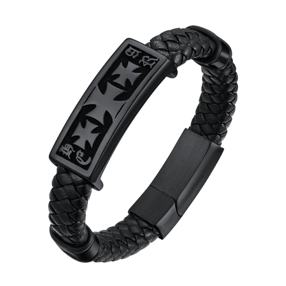 Christian Knights Templar Cross Leather Bracelet for