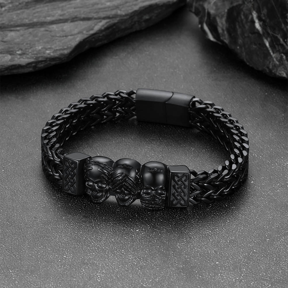 Halloween Gothic Skull Chain Bracelet for With Celtic Knot in Stainless Steel