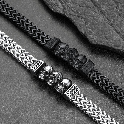 Halloween Gothic Skull Chain Bracelet for With Celtic Knot in Stainless Steel