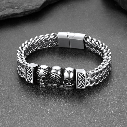 Halloween Gothic Skull Chain Bracelet for With Celtic Knot in Stainless Steel
