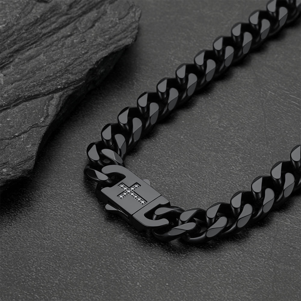 Miami Cuban Link Chain Necklace With Cross for