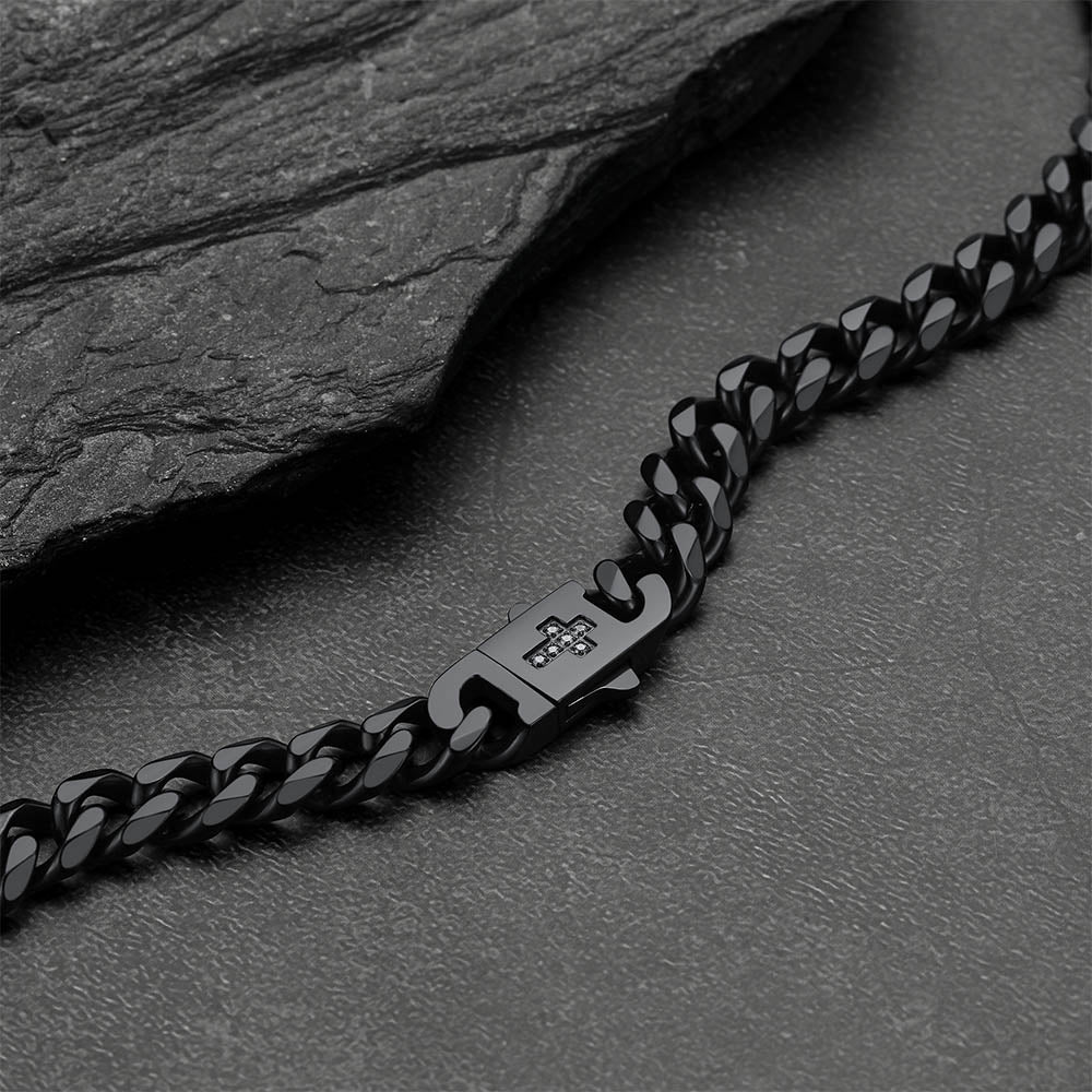 Miami Cuban Link Chain Necklace With Cross for