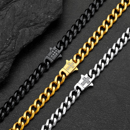 Miami Cuban Link Chain Necklace With Cross for