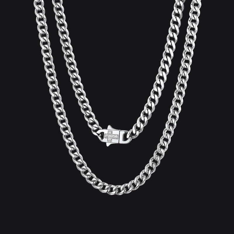 Miami Cuban Link Chain Necklace With Cross for