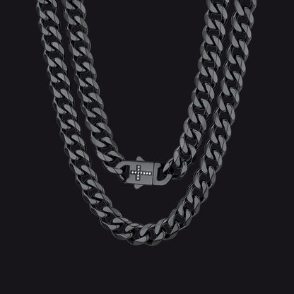 Miami Cuban Link Chain Necklace With Cross for