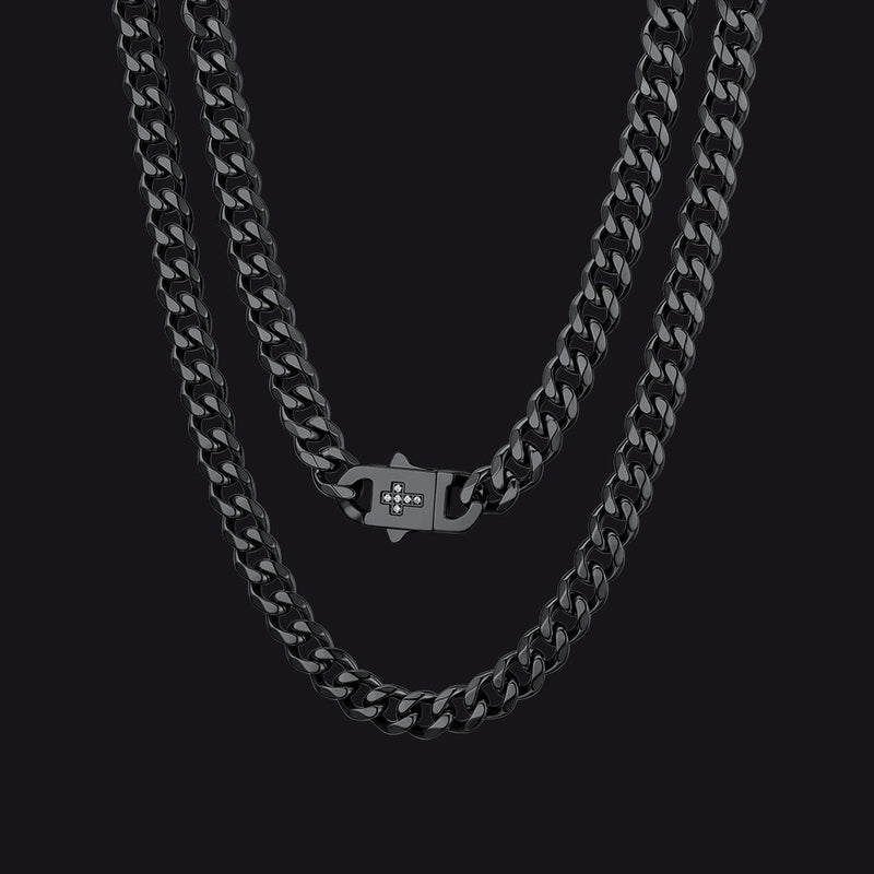 Miami Cuban Link Chain Necklace With Cross for