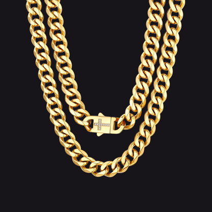 Miami Cuban Link Chain Necklace With Cross for