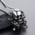 Gothic Soldier Skull Pendant Necklace for