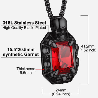 Gothic Skull Dragon Claw Crystal Necklace for