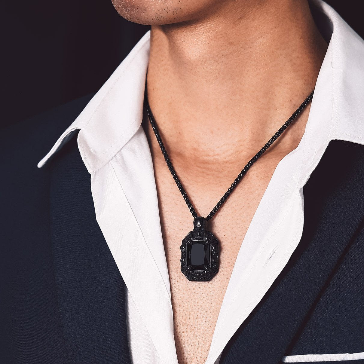 Gothic Skull Dragon Claw Crystal Necklace for