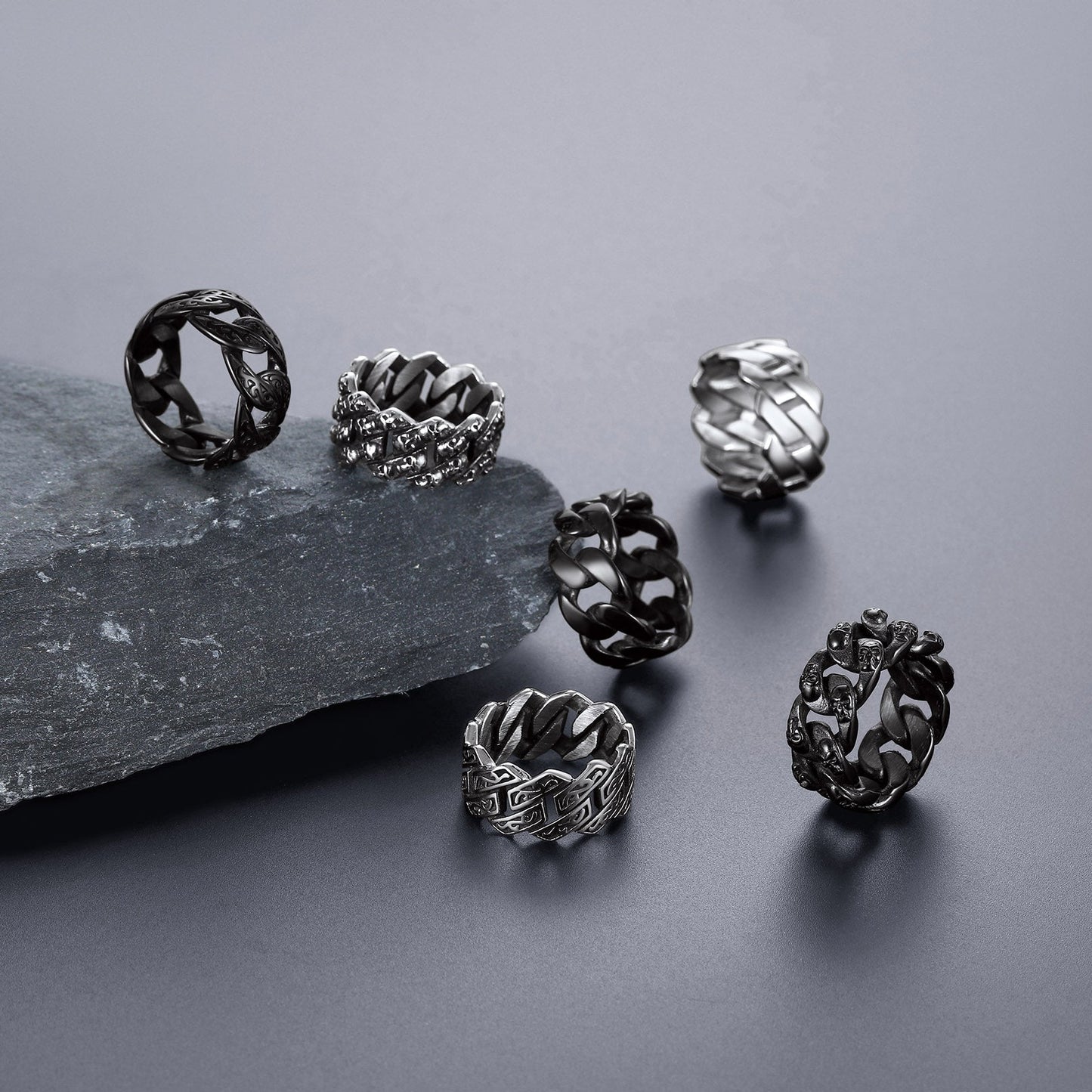 Biker Cuban Chain Stainless Steel Ring for 11mm