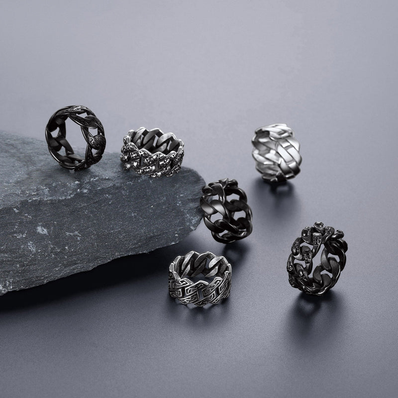 Biker Cuban Chain Stainless Steel Ring for 11mm
