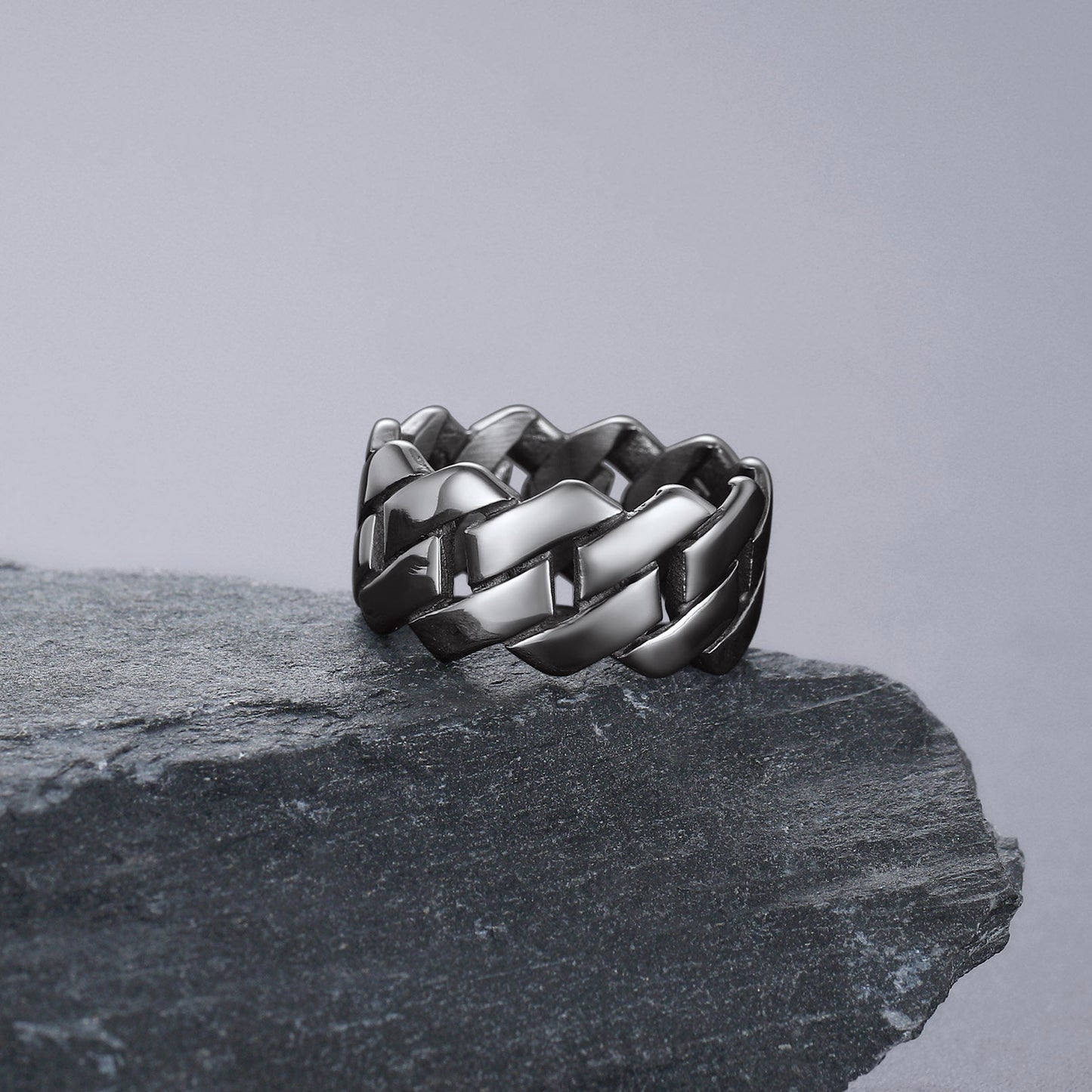 Biker Cuban Chain Stainless Steel Ring for 11mm