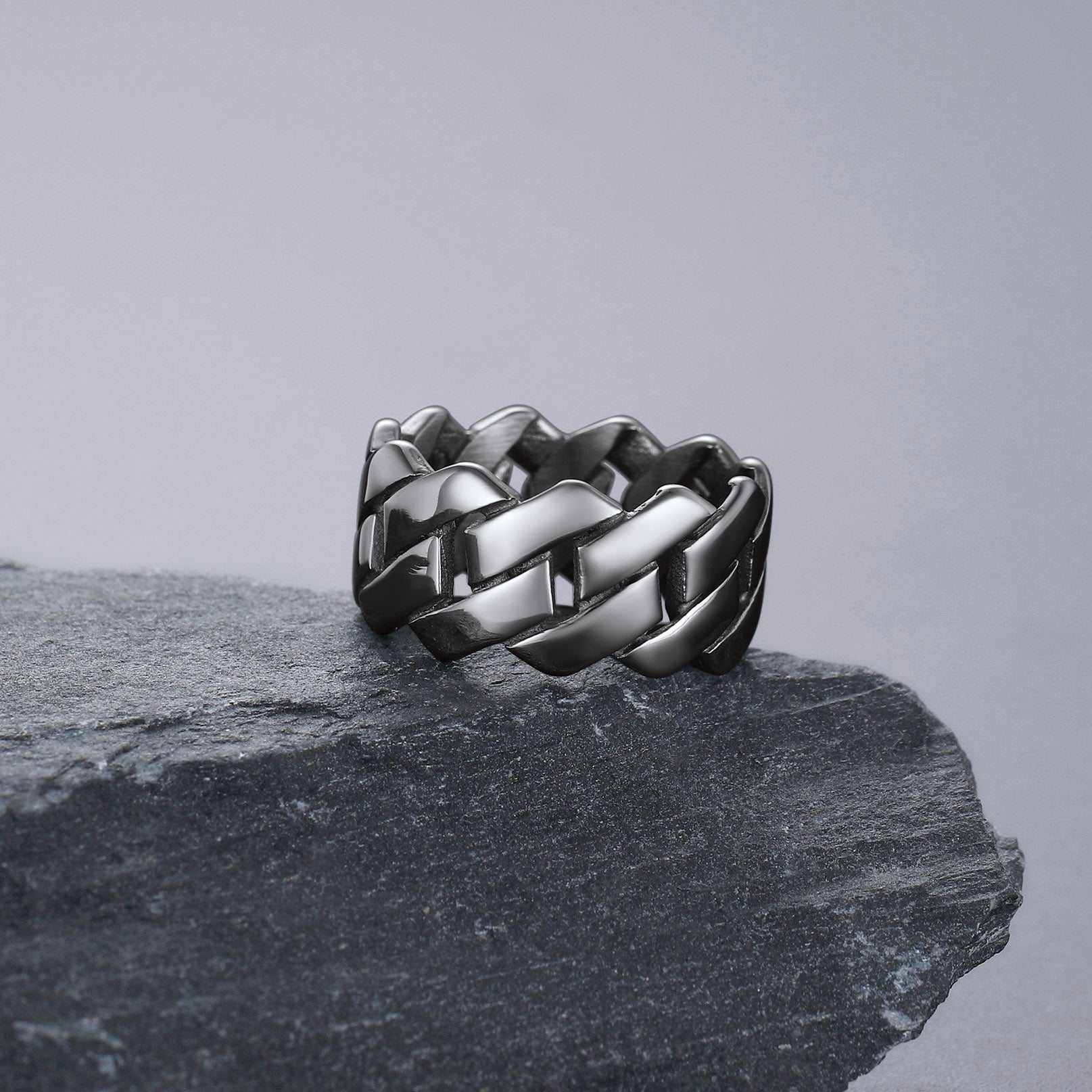 Biker Cuban Chain Stainless Steel Ring for 11mm