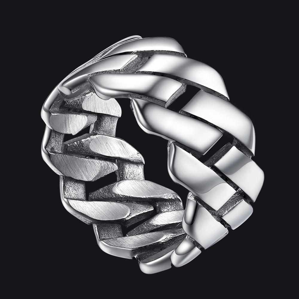 Biker Cuban Chain Stainless Steel Ring for 11mm