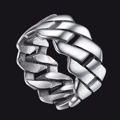 Biker Cuban Chain Stainless Steel Ring for 11mm