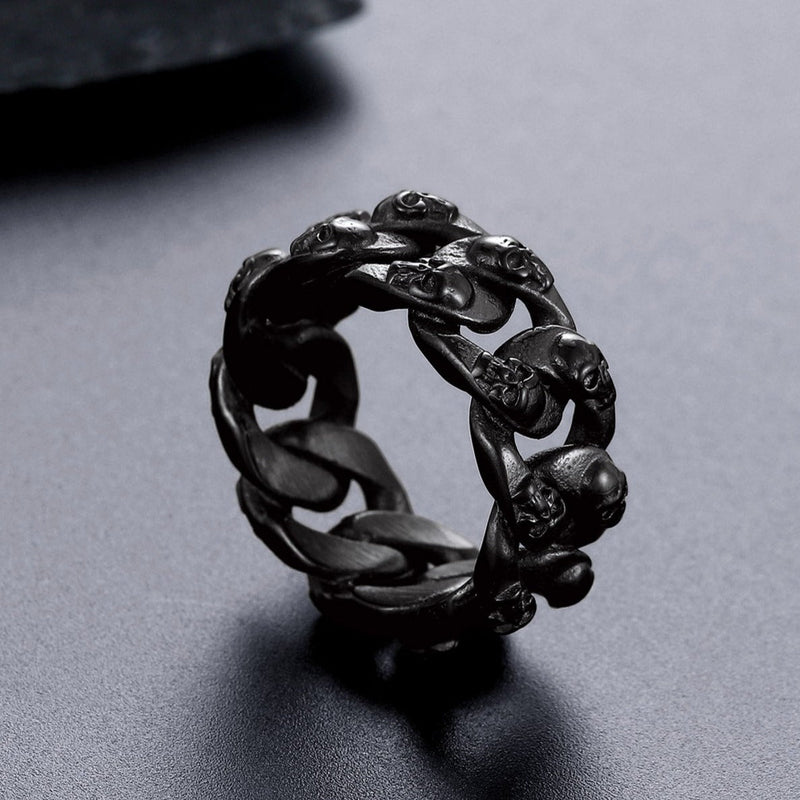 Gothic Chunky Chain Skull Ring for 10mm