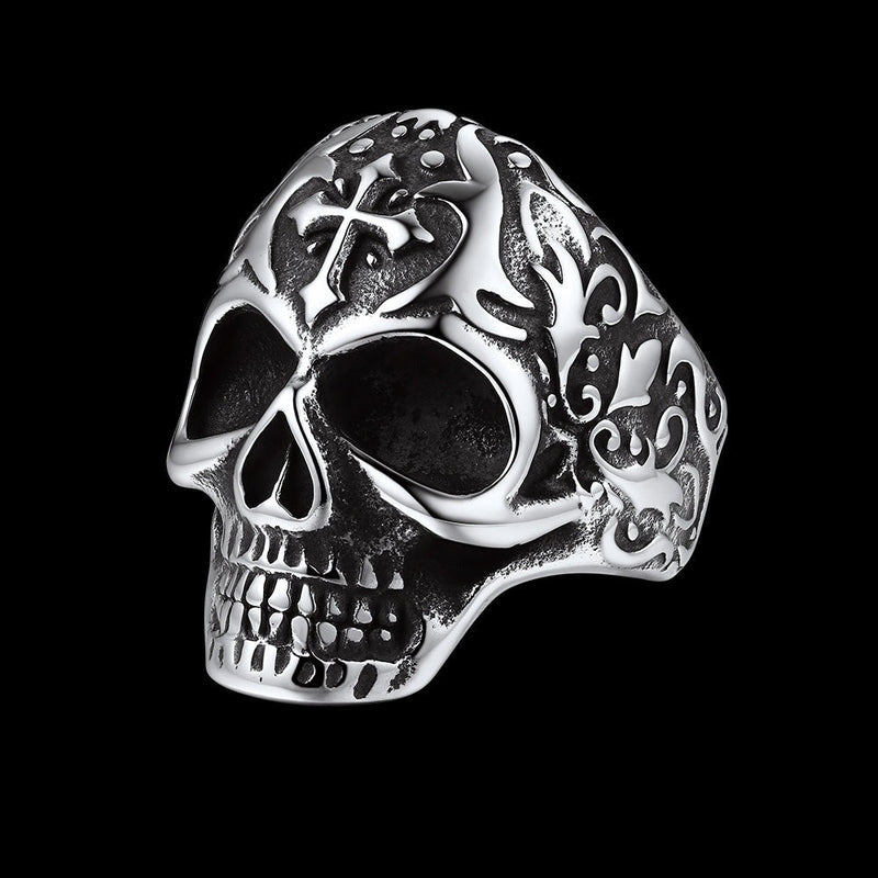 Gothic Skull Hollow Sugar Stainless Steel Ring for