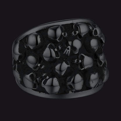 Gothic Skeleton Multi Skull Stainless Steel Band Ring for