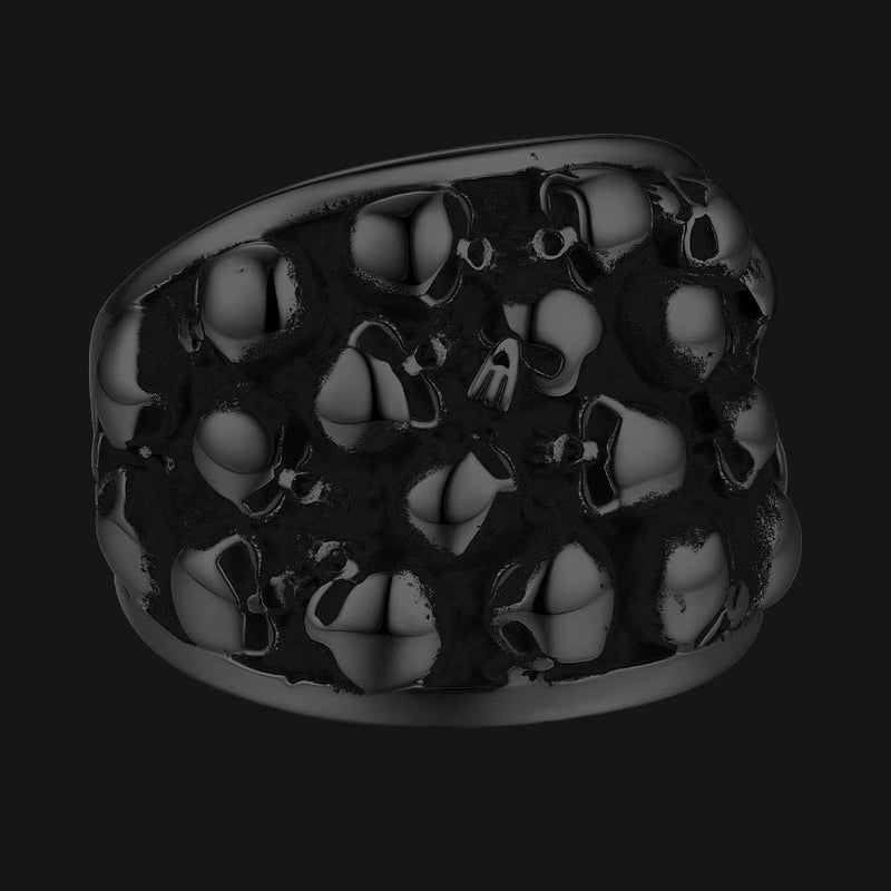 Gothic Skeleton Multi Skull Stainless Steel Band Ring for