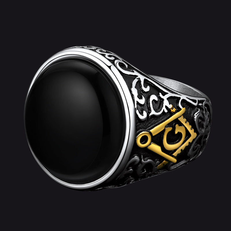 Masonic Black Onyx Ring for Father
