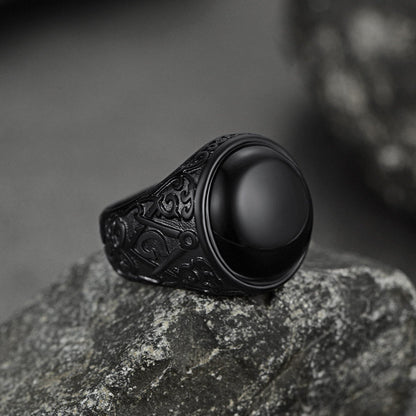 Masonic Black Onyx Ring for Father