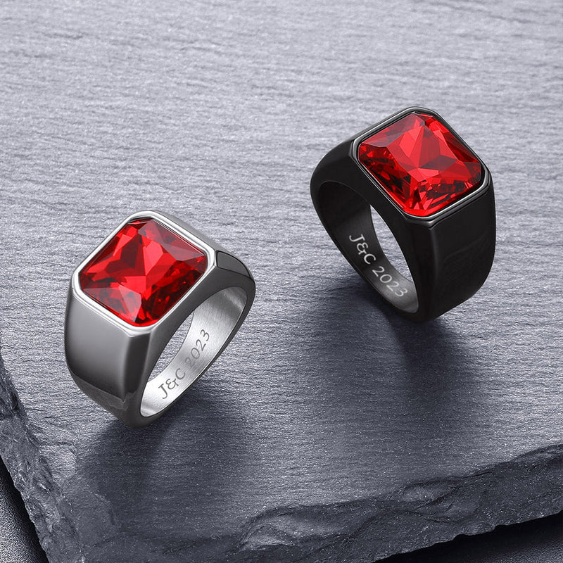 Engraved Cz Gemstone Band Ring for