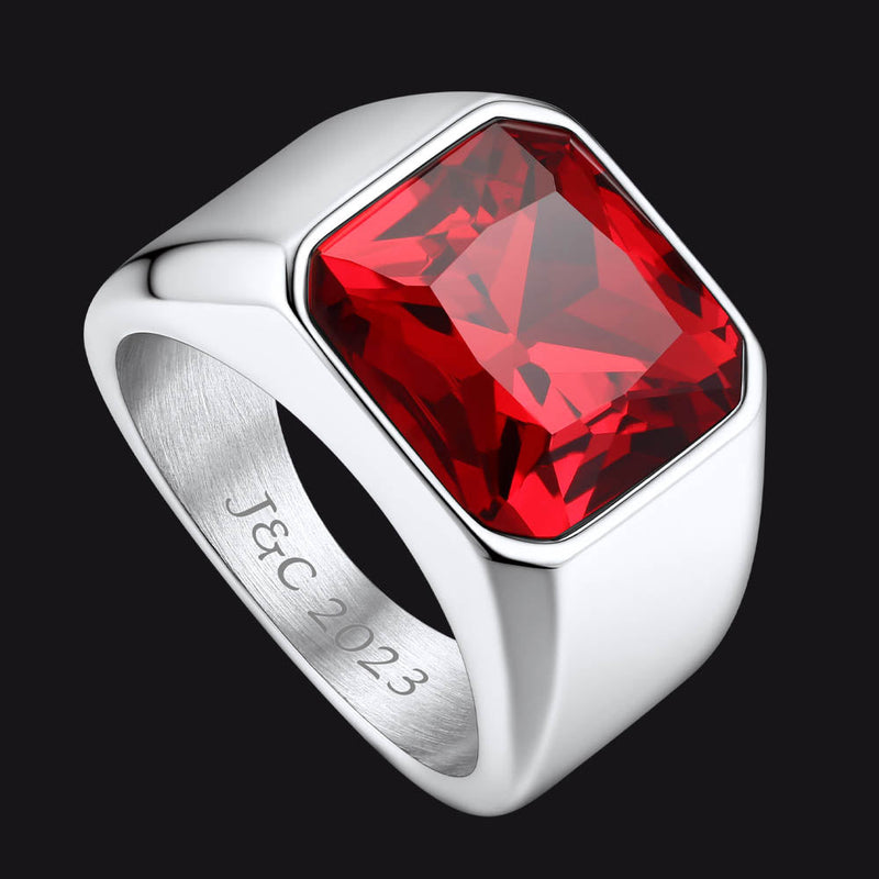 Engraved Cz Gemstone Band Ring for