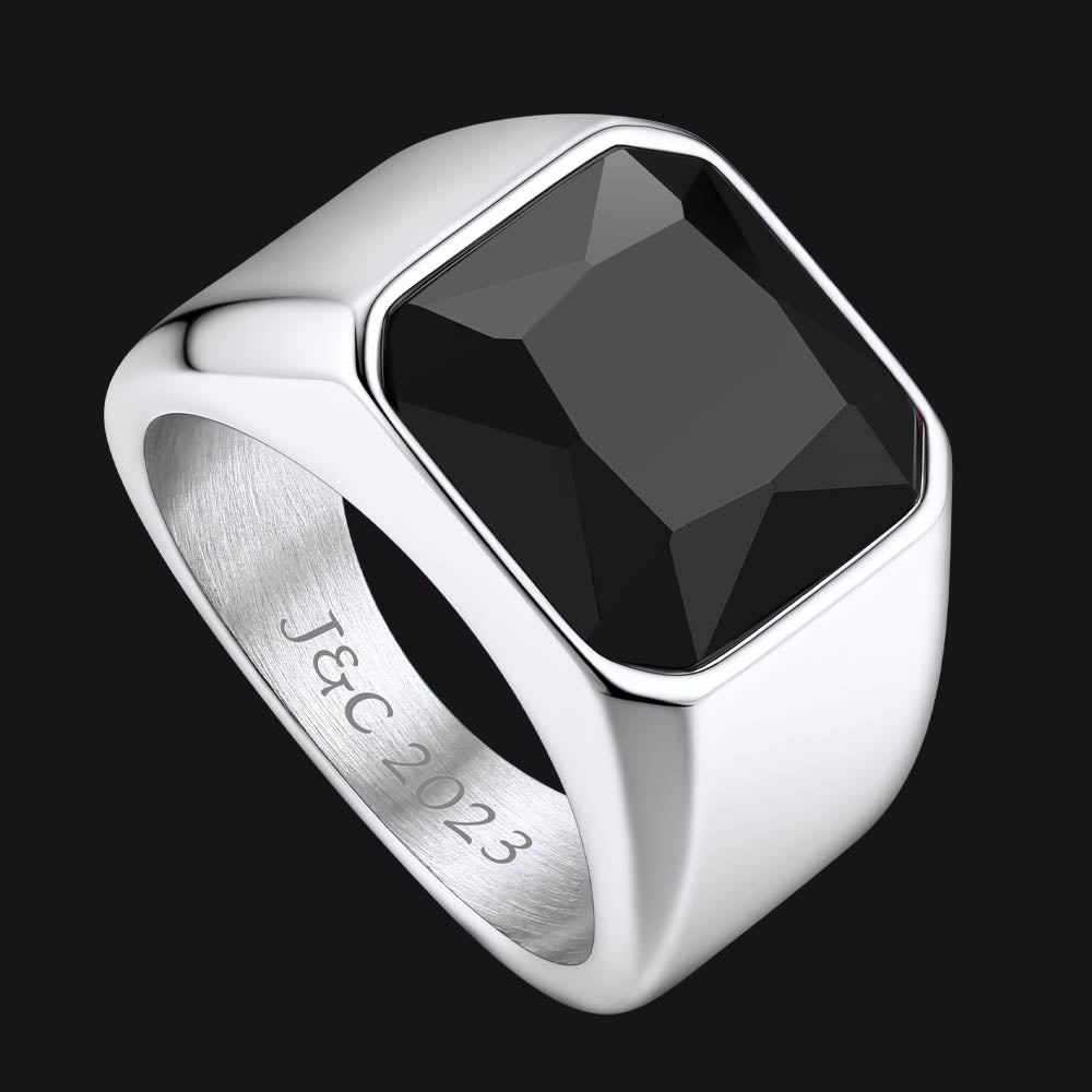 Engraved Cz Gemstone Band Ring for