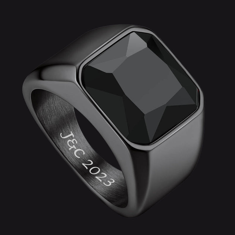 Engraved Cz Gemstone Band Ring for