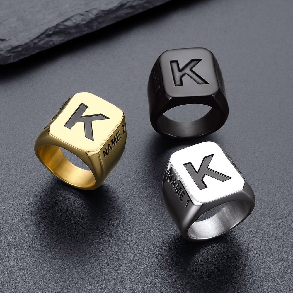 Minimalist Custom Engraved Name Band Rings for